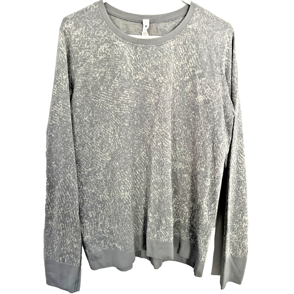 Lululemon Sweater Womens‎ 12 Gray Pattern Crewneck Lightweight Raglan Pullover